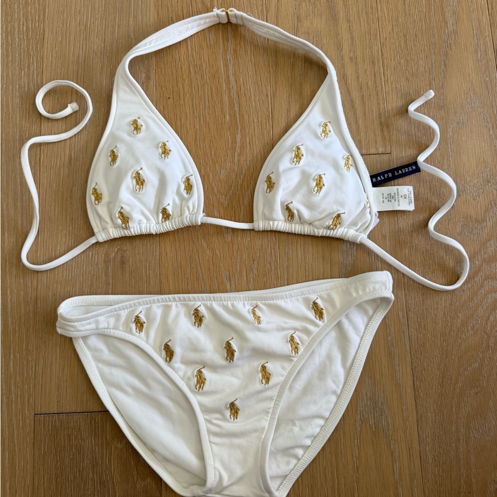 Ralph Lauren White and Gold Bikini